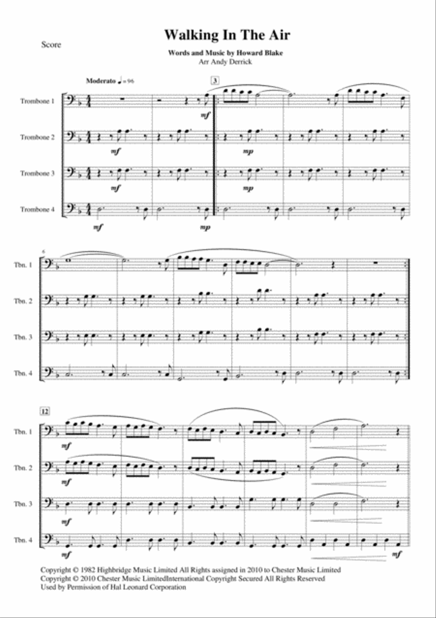 Walking In The Air Brass Ensemble scores gallery preview page 1
