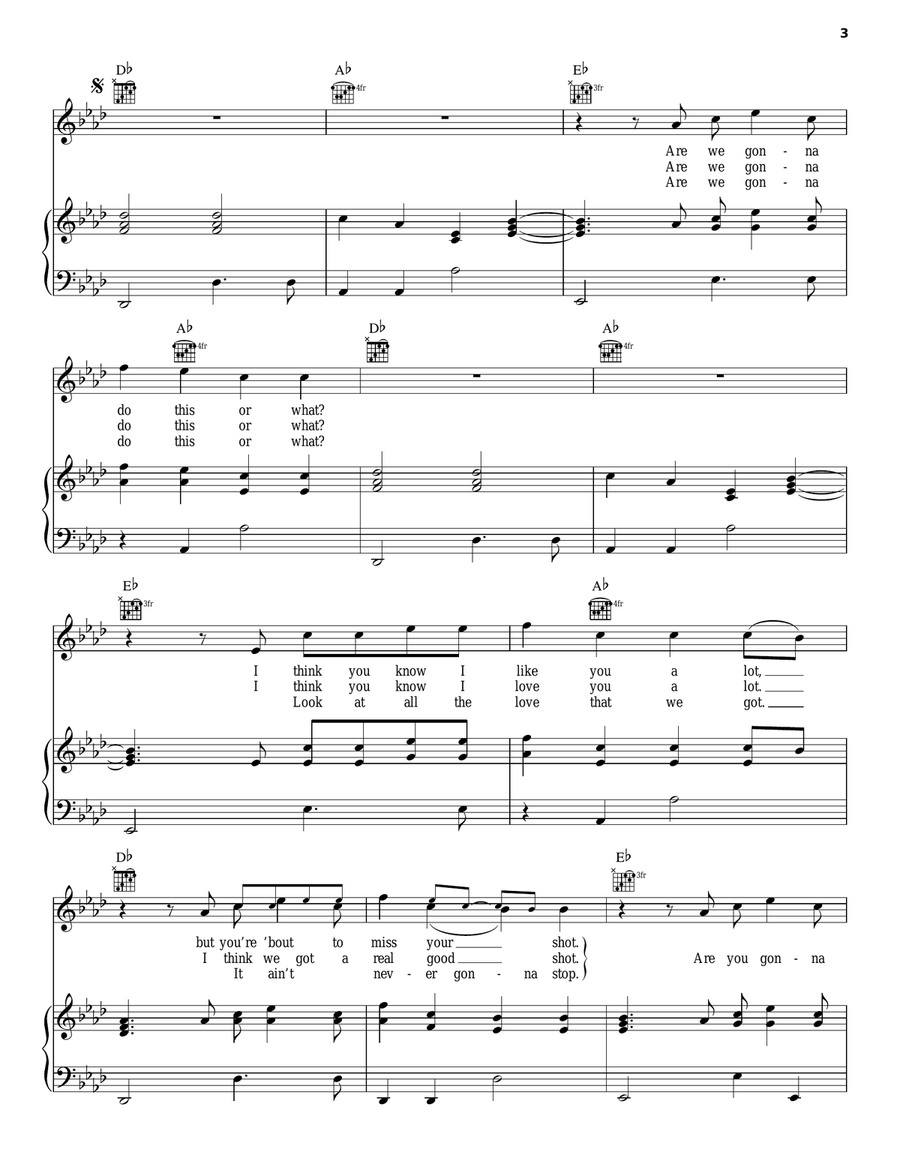 Are You Gonna Kiss Me Or Not Piano, Vocal, Guitar scores gallery preview page 3