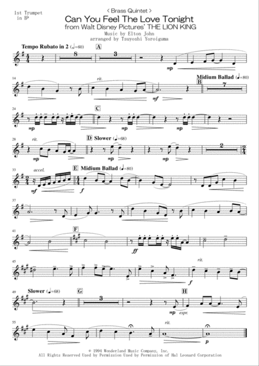 Can You Feel The Love Tonight Brass Ensemble scores gallery preview page 6