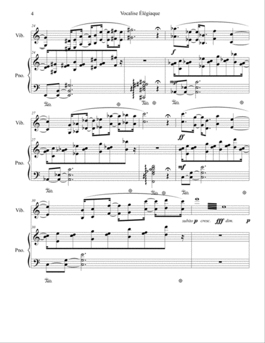 Vocalise Élégiaque for Vibraphone and Piano (2016) Piano scores gallery preview page 4