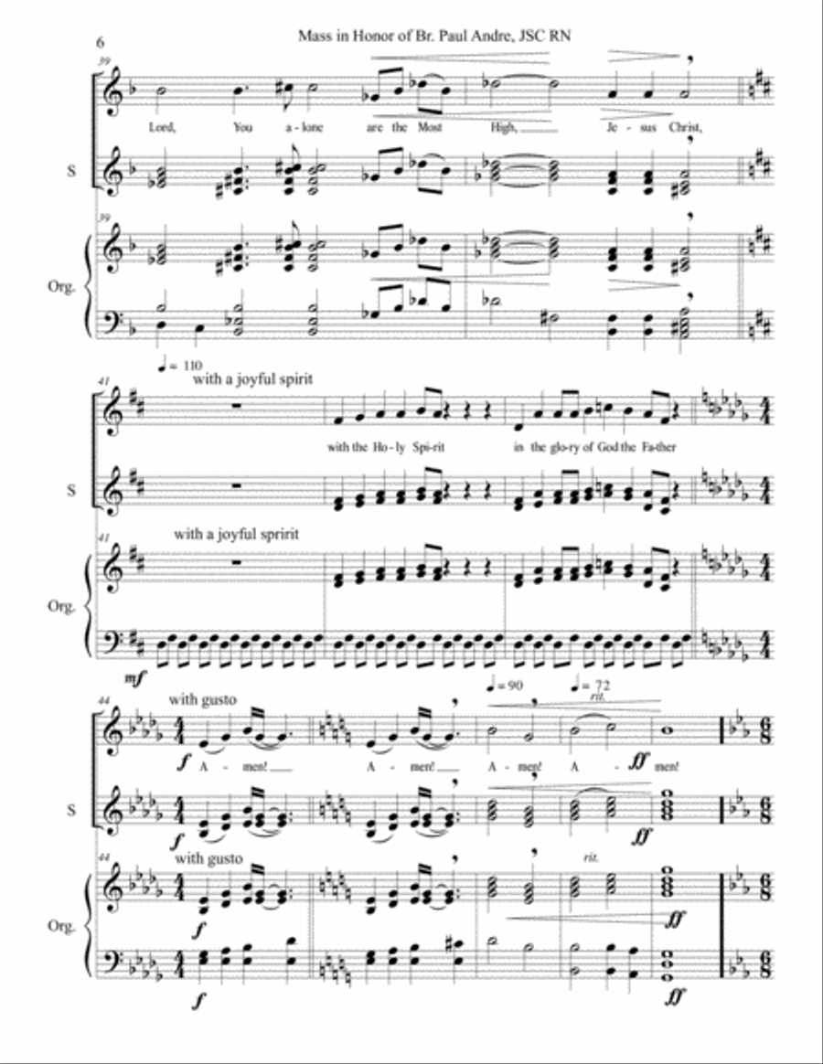 Mass in honor of Br Paul Andre, JSC, RN SSA scores gallery preview page 6