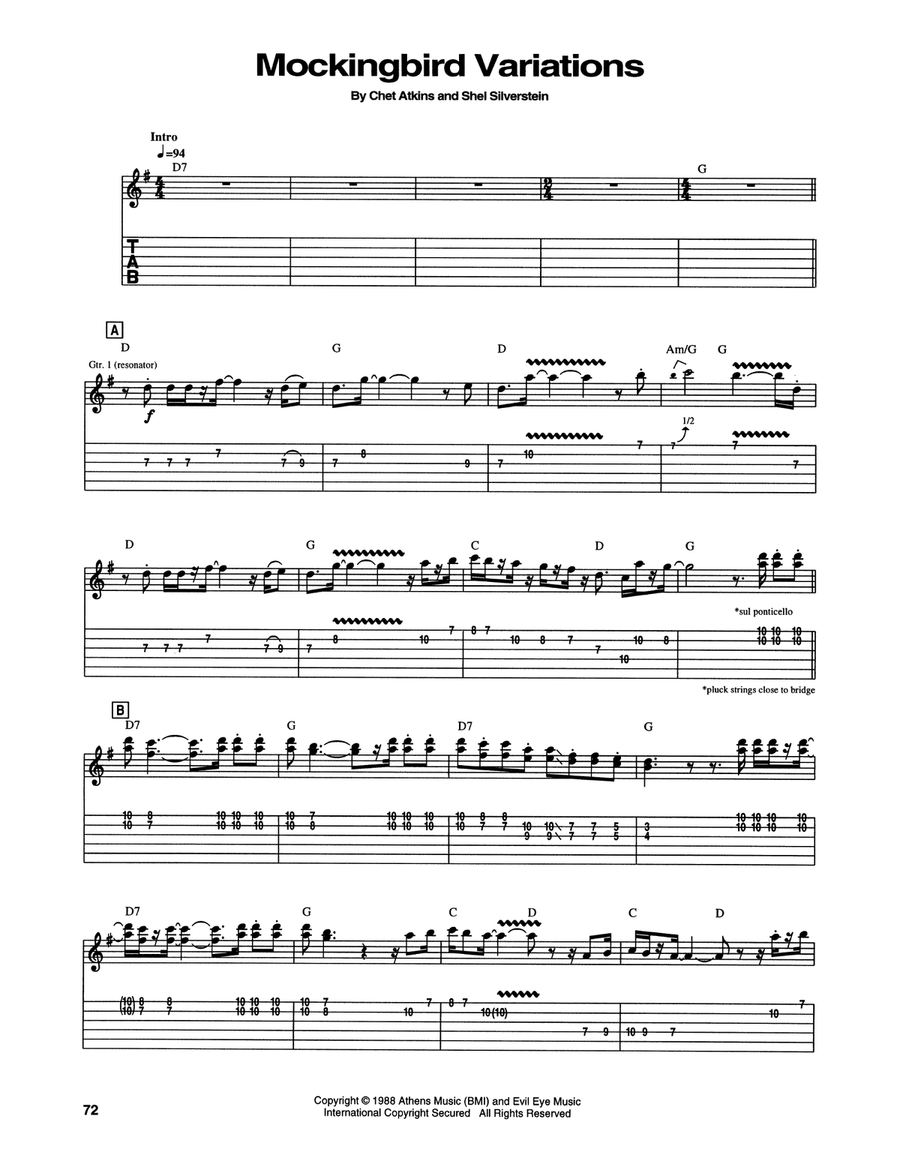 Mockingbird Variations Electric Guitar scores gallery preview page 1