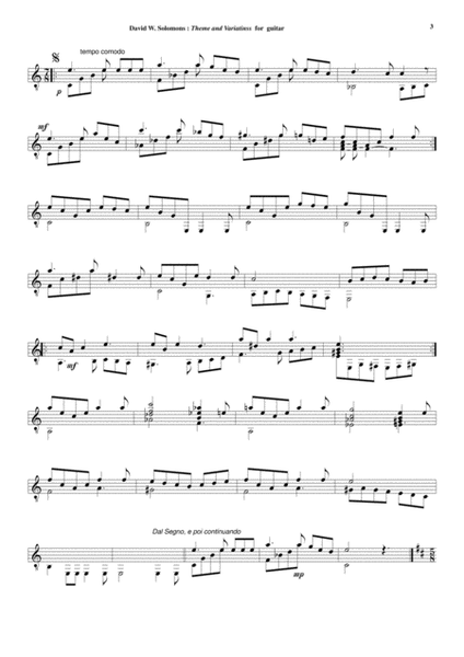 David Solomons: Theme and Variations for solo guitar image number null