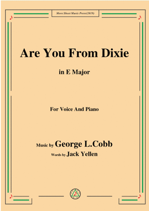 Book cover for George L. Cobb-Are You From Dixie,in E Major,for Voice&Piano