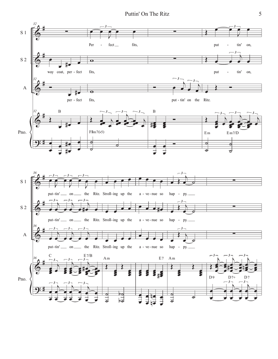 Puttin' On The Ritz (Vocal Trio - (SSA) SSA scores gallery preview page 5