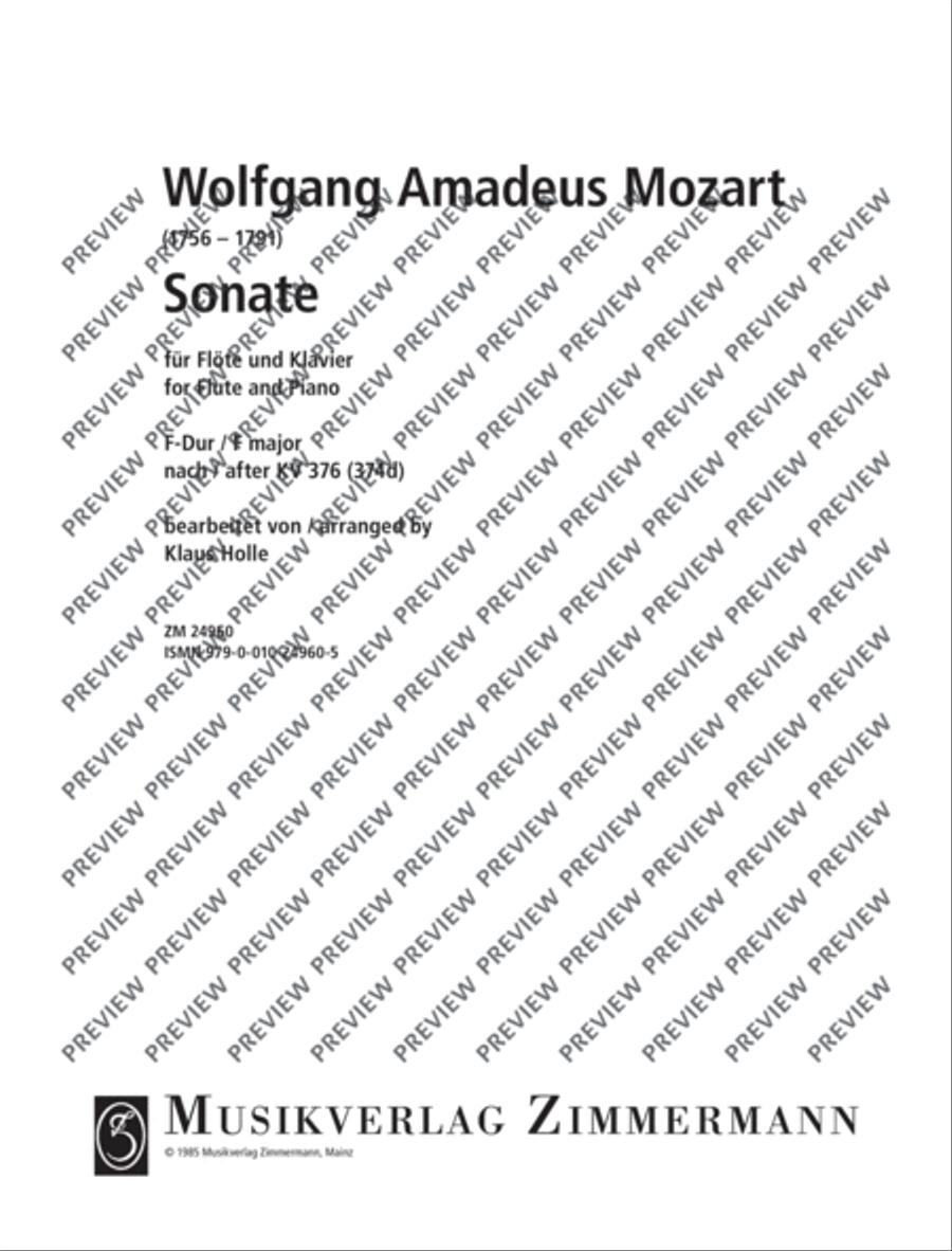 Sonata F major KV 376 (374d) Flute Solo scores gallery preview page 2