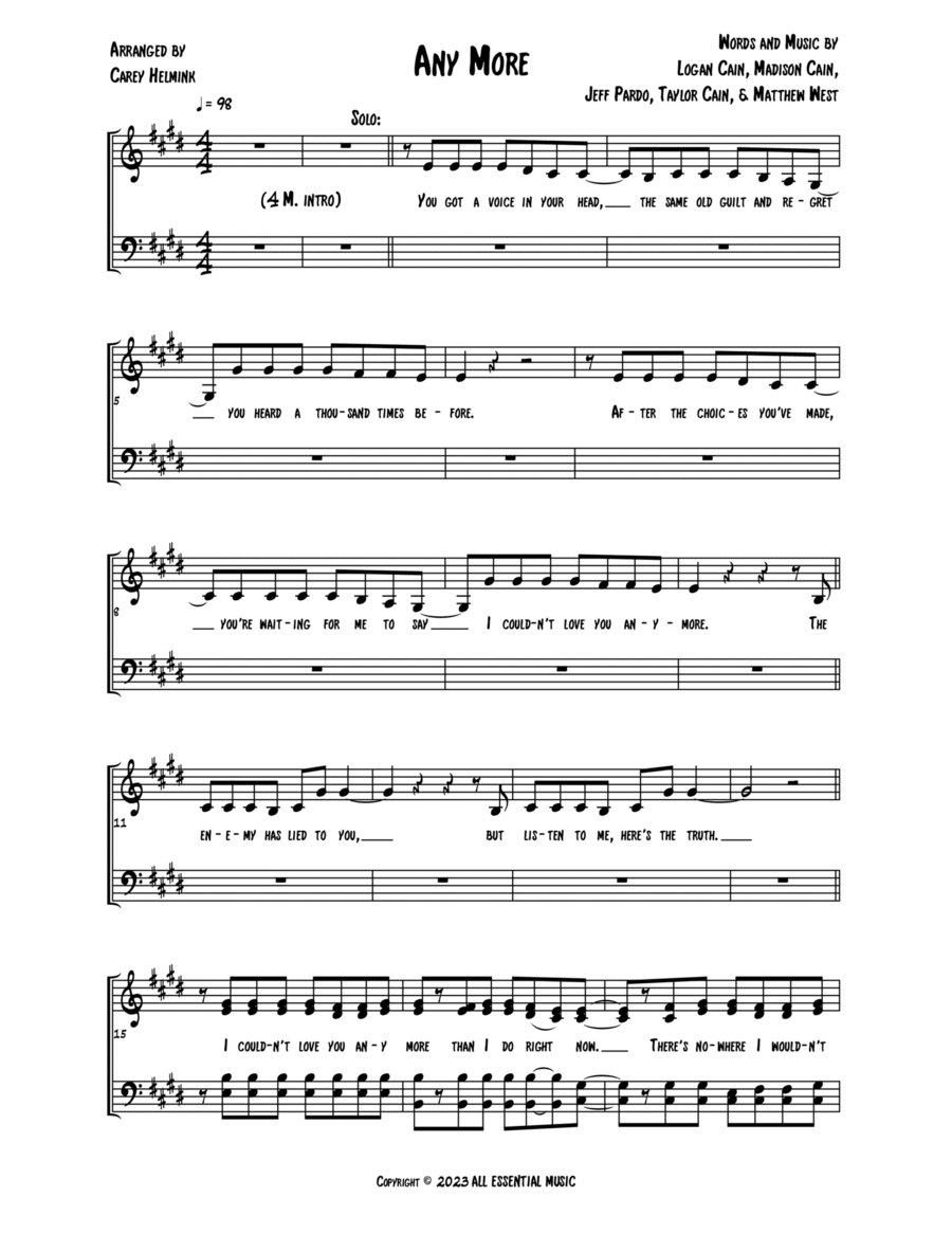 Any More Any More 4-Part scores gallery preview page 1