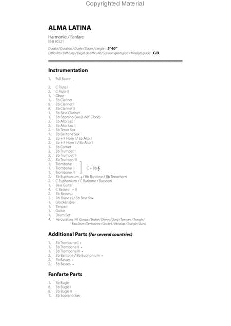Alma Latina Alma Latina Concert Band scores gallery preview page 2