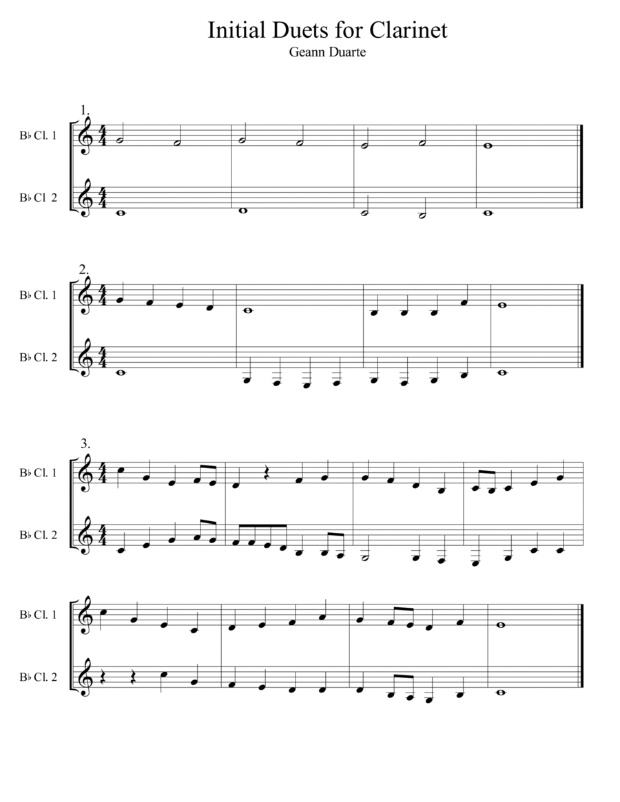 Initial Duets For Clarinet Clarinet Duet scores gallery preview page 1
