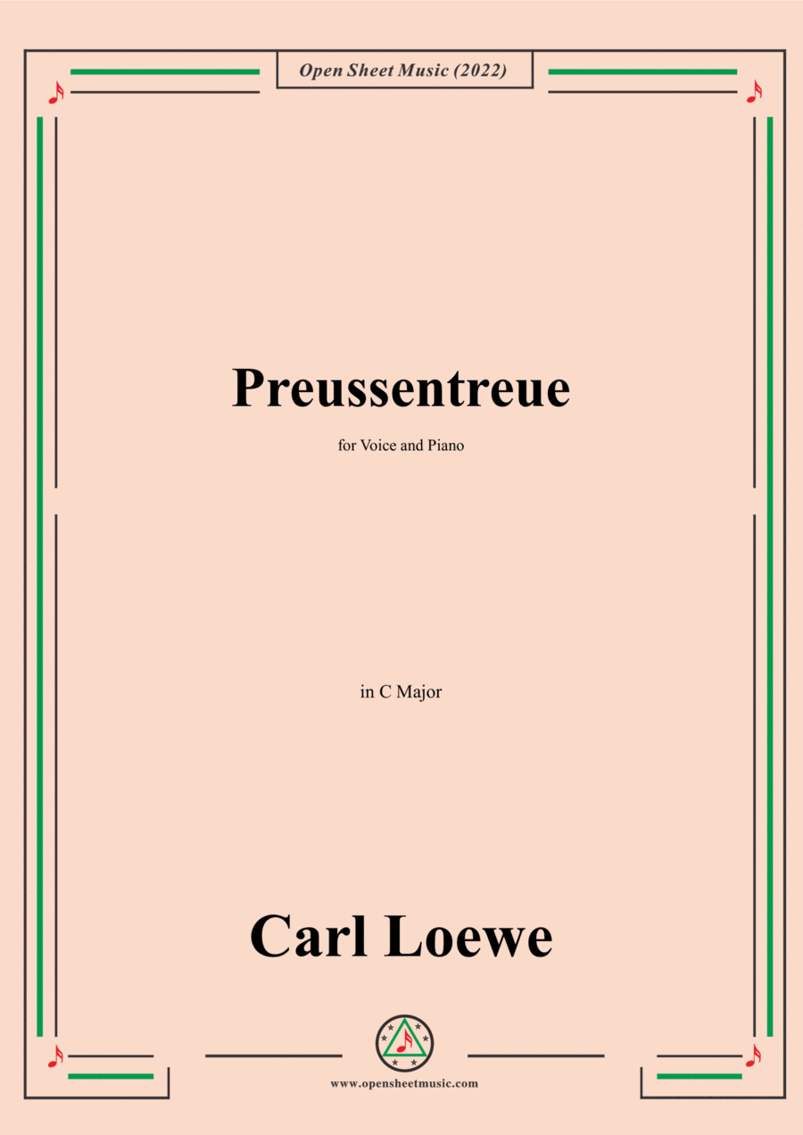 Loewe-Preussentreue,in C Major,for Voice and Piano Voice Solo scores gallery preview page 1