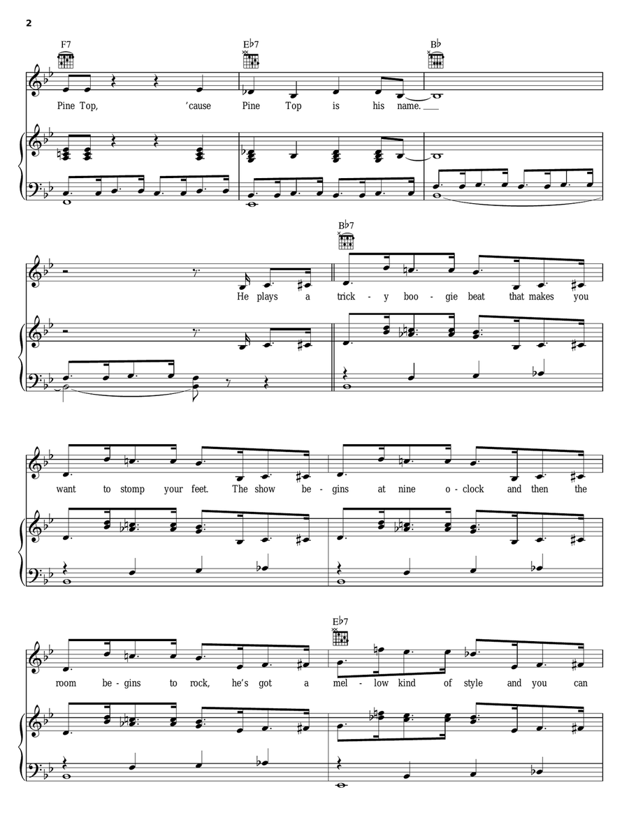 Pine Top's Boogie Piano, Vocal, Guitar scores gallery preview page 2