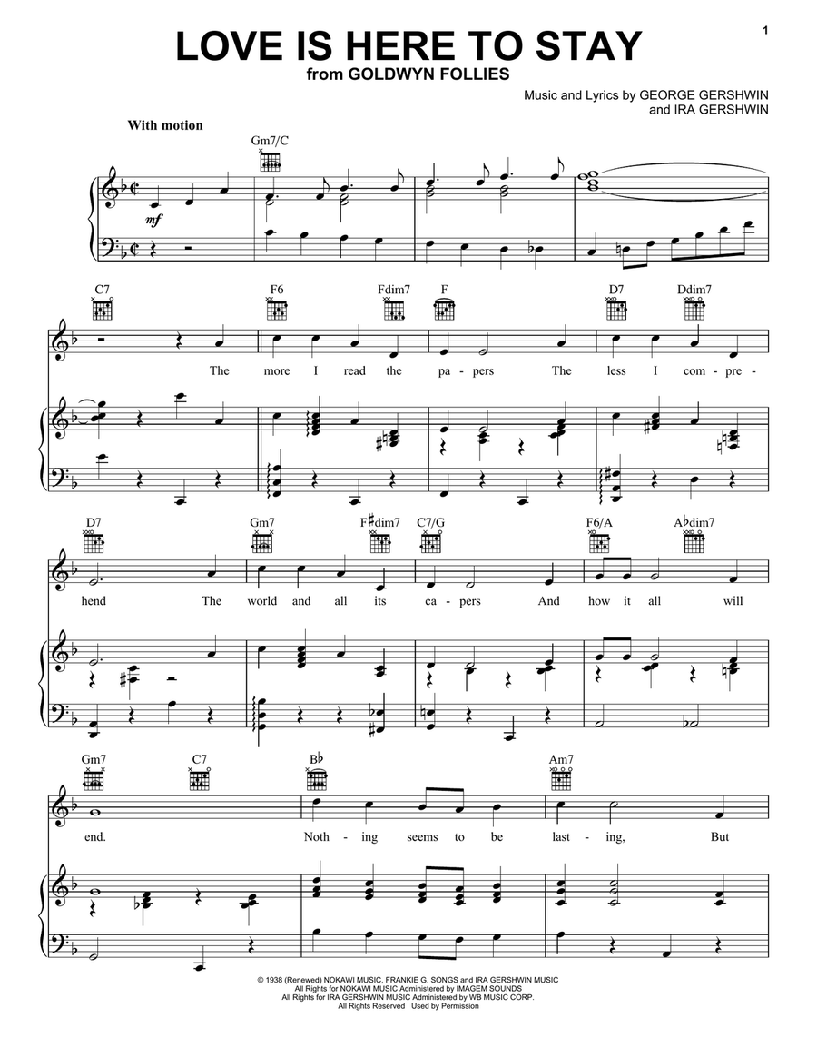 Love Is Here To Stay Piano, Vocal, Guitar scores gallery preview page 1