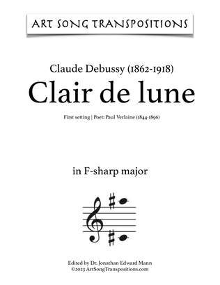Book cover for DEBUSSY: Clair de lune (first setting, transposed to F-sharp major)