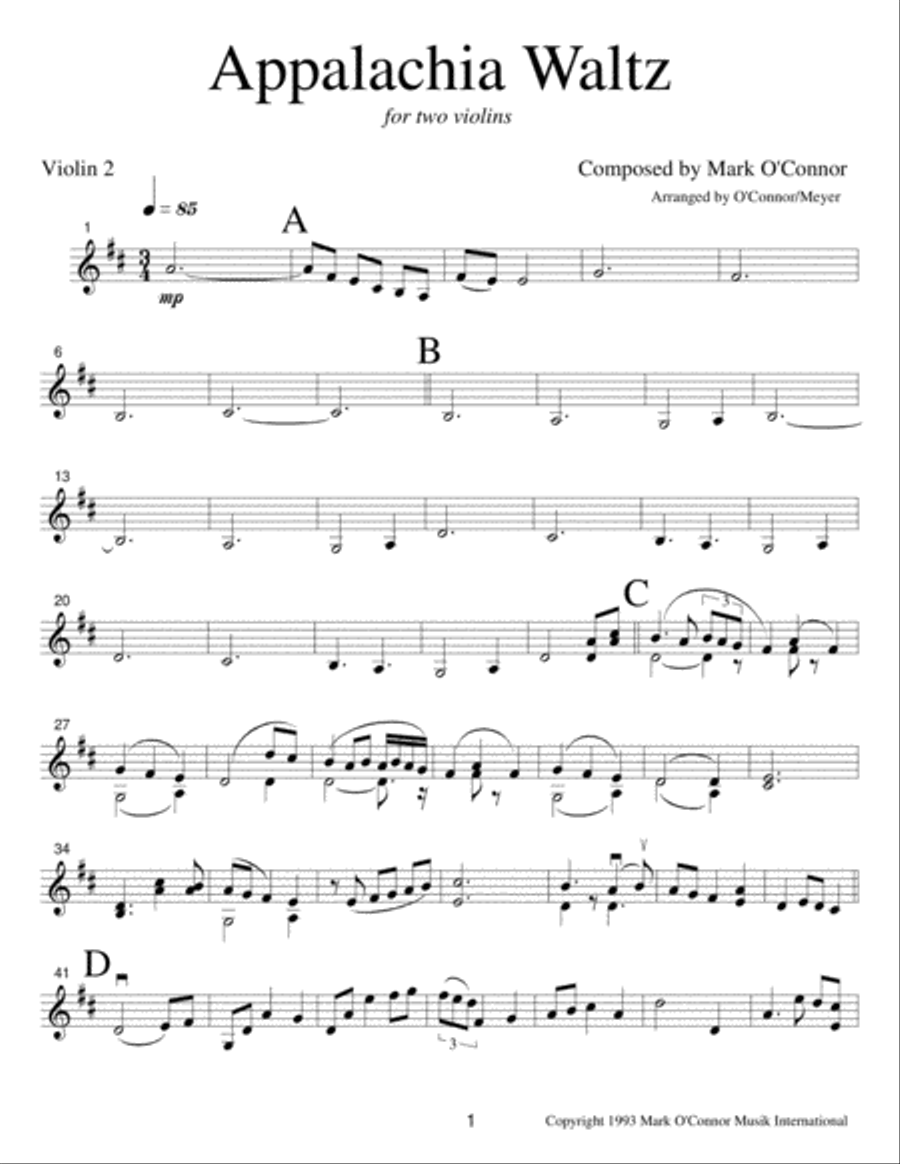Appalachia Waltz (2nd Violin part - two violins) String Duet scores gallery preview page 4
