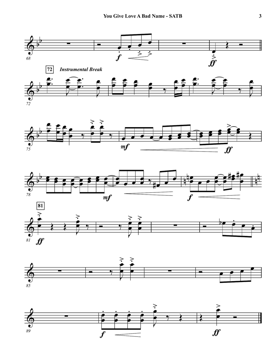 You Give Love A Bad Name Concert Band scores gallery preview page 3