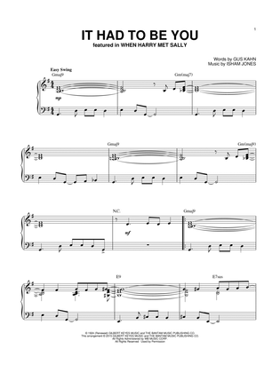 Book cover for It Had To Be You [Jazz version] (arr. Brent Edstrom)