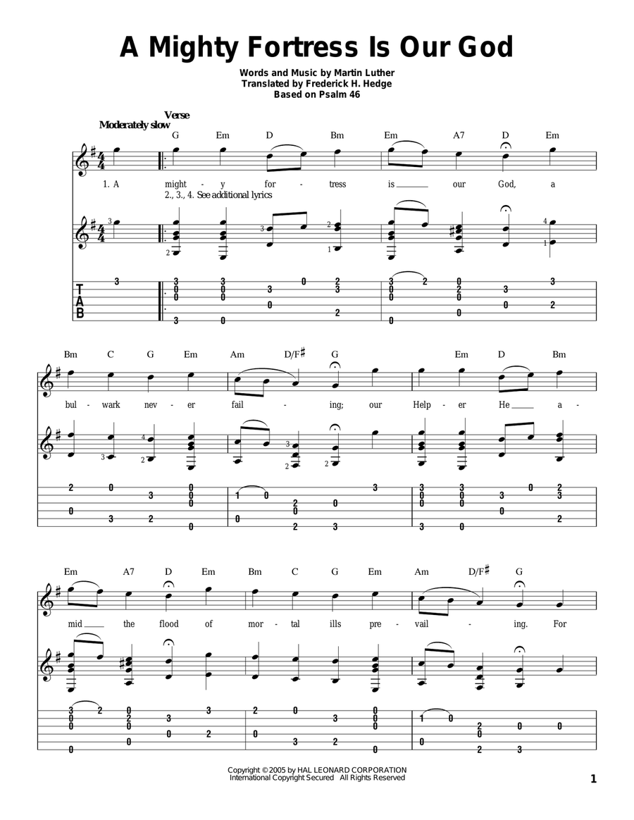 A Mighty Fortress Is Our God Guitar Solo scores gallery preview page 1