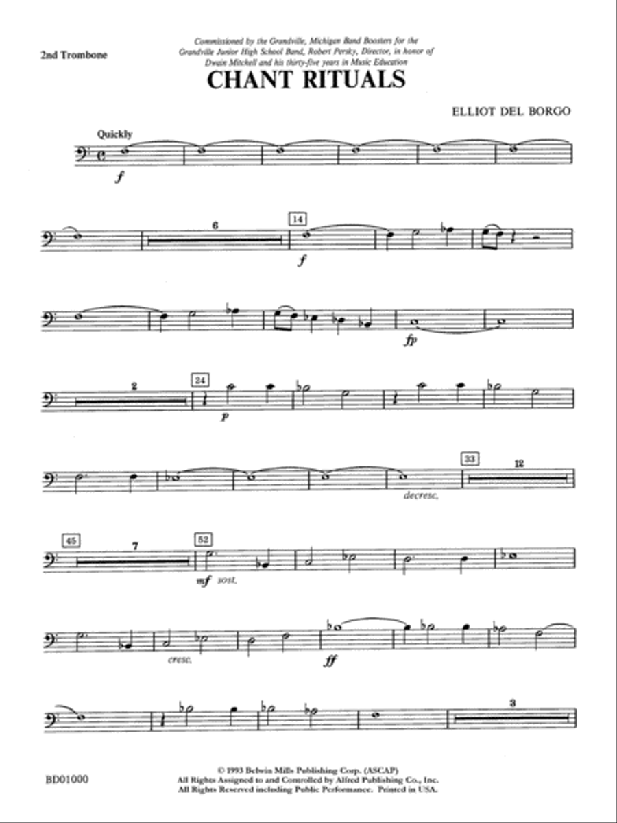 Chant Rituals: 2nd Trombone Concert Band scores gallery preview page 1