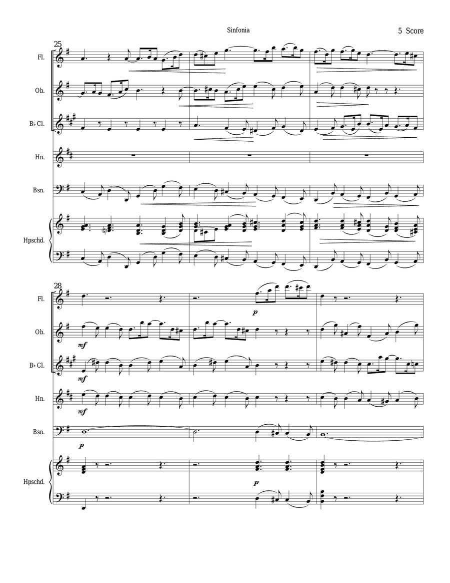 Sinfonia from Bach's Christmas Oratorio for woodwind quintet Woodwind Quintet scores gallery preview page 5