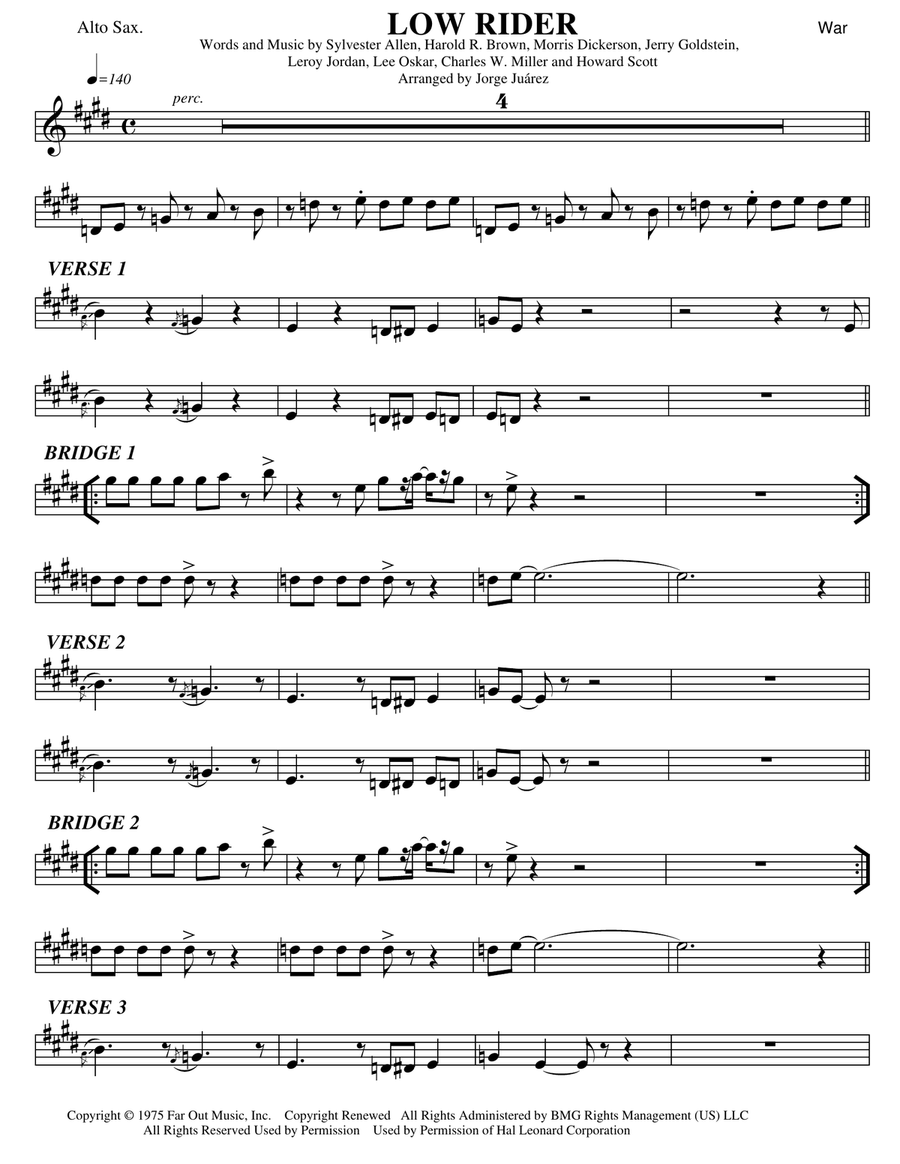 Low Rider Alto Saxophone scores gallery preview page 1
