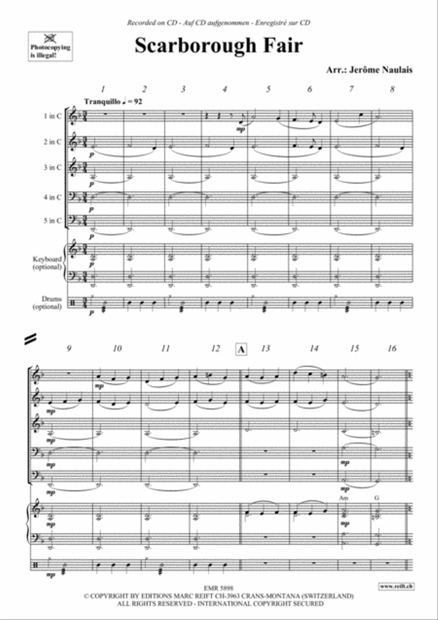 Scarborough Fair by Jerome Naulais Brass Band - Sheet Music page 3