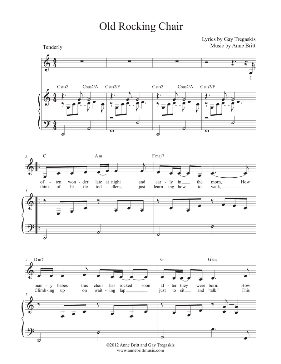 Old Rocking Chair Piano, Vocal scores gallery preview page 1