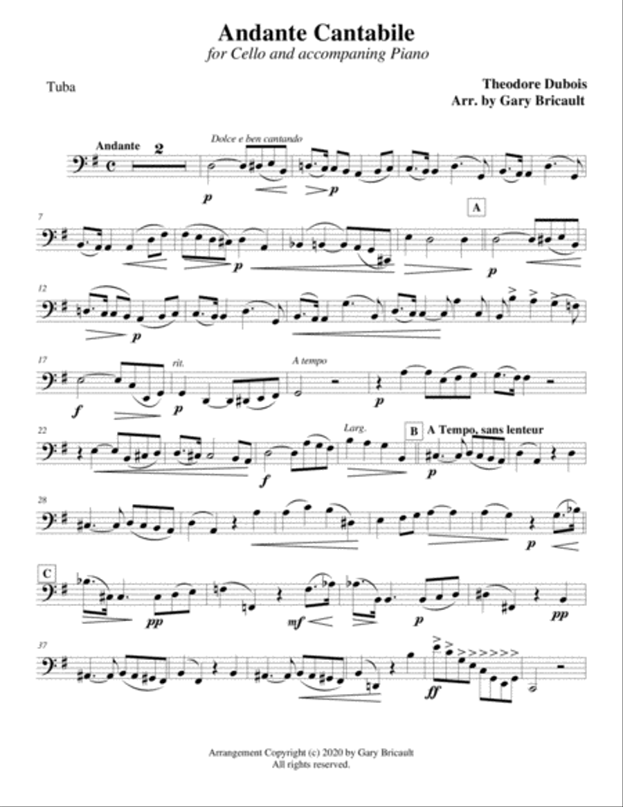 Andante Cantabile Piano scores gallery preview page 1