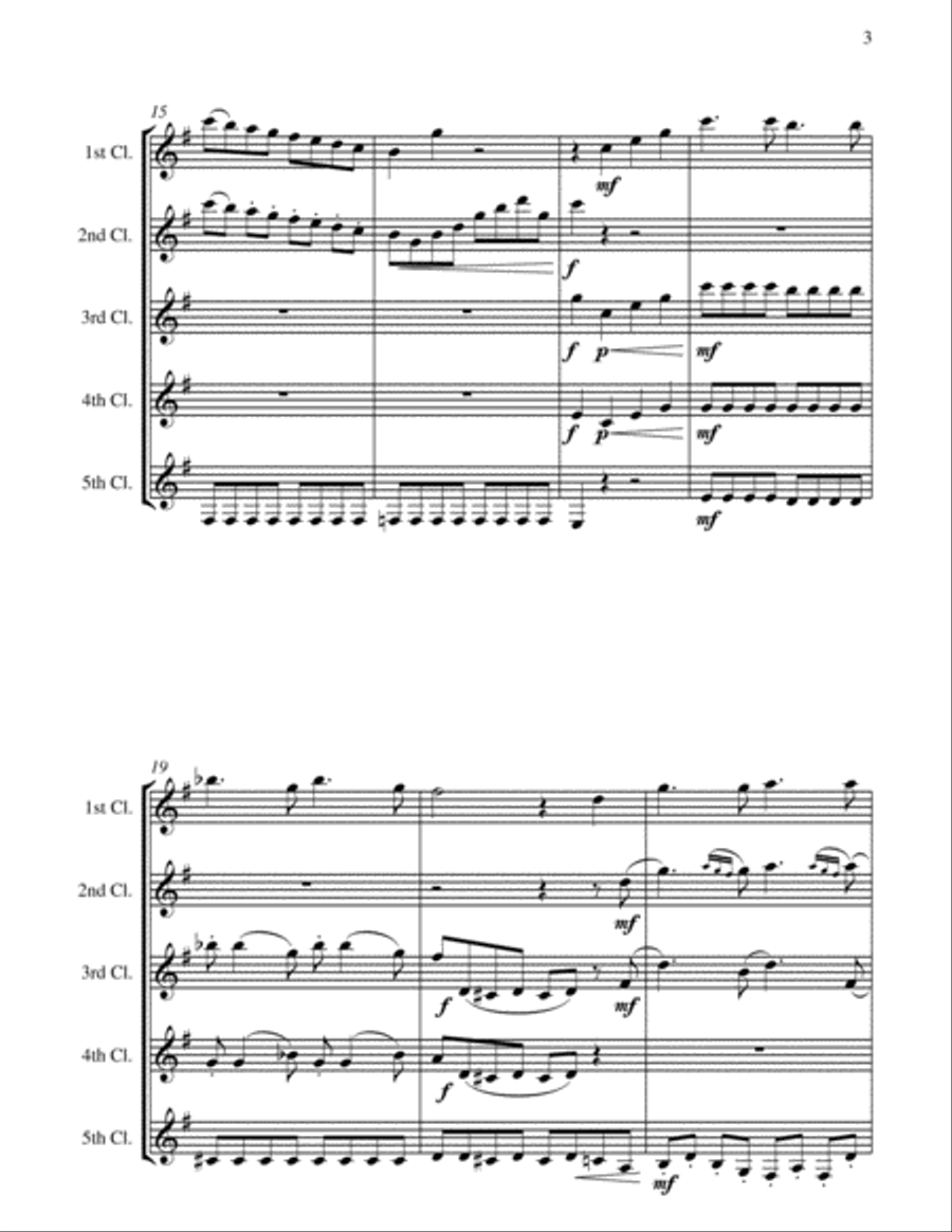 Queen of the Night - From the Magic Flute - 5 B Flat Clarinets Quintet Clarinet Quintet scores gallery preview page 6