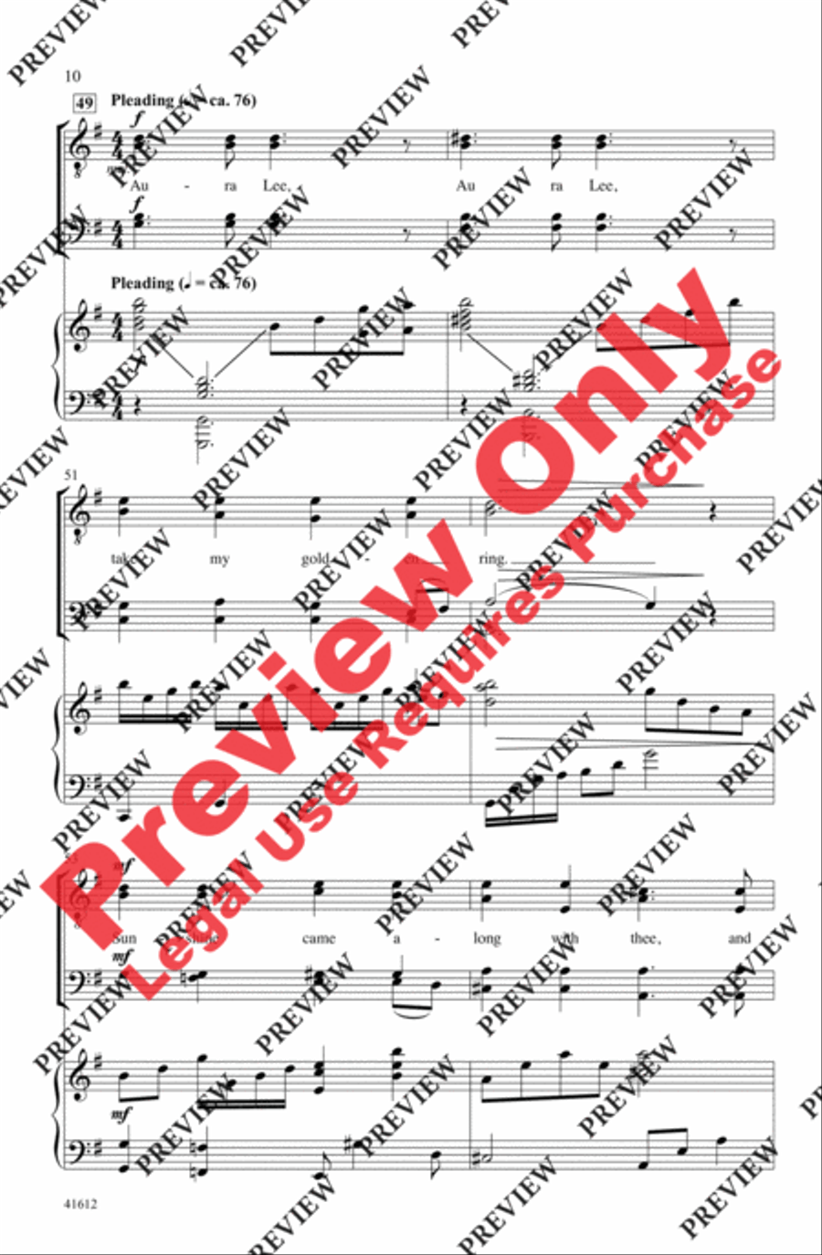 Aura Lee Aura Lee Men's Choir scores gallery preview page 9