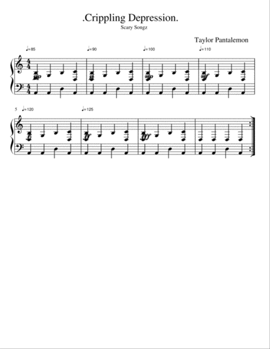 .Crippling Depression. Easy Piano scores gallery preview page 1