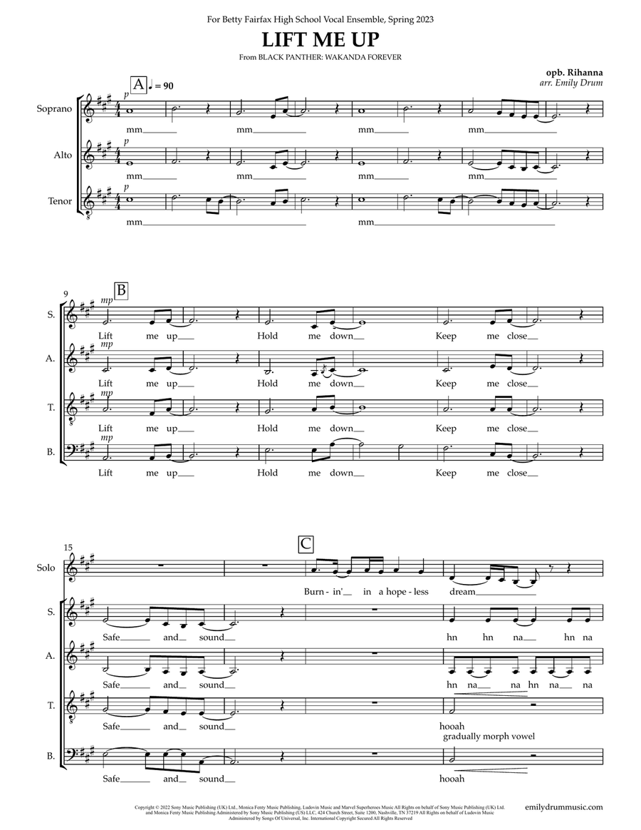 Lift Me Up Lift Me Up 4-Part scores gallery preview page 1