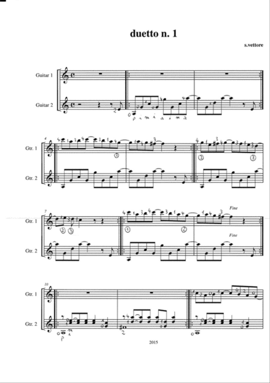 TEN GUITAR DUETS-10 DUETTI PER CHITARRA by SERGIO VETTORE image number null