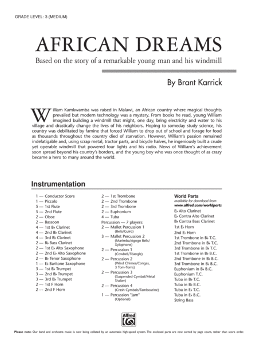 African Dreams: Score Concert Band scores gallery preview page 1
