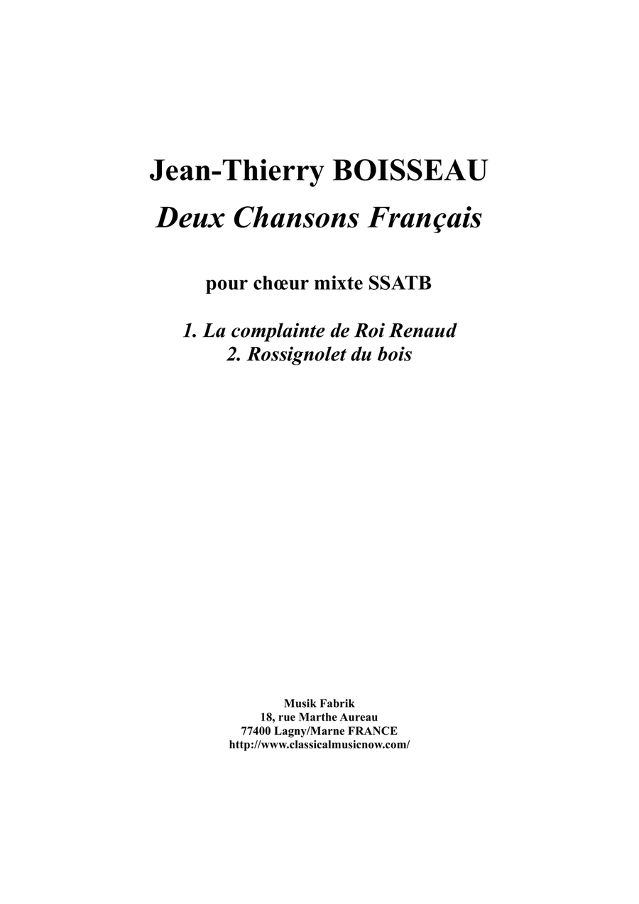 Book cover for Deux Chansons Françaises for SSATB mixed chorus