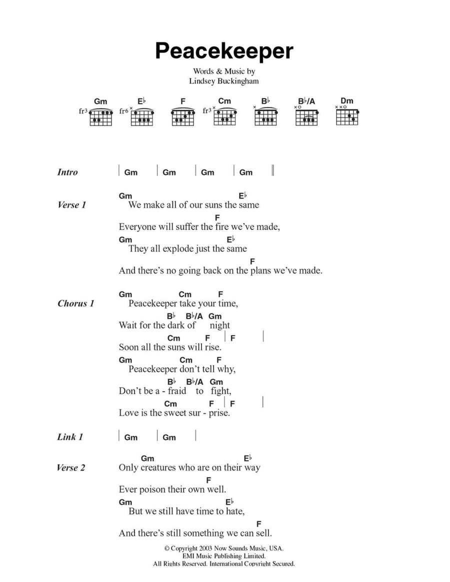 Peacekeeper Peacekeeper Easy Guitar scores gallery preview page 1