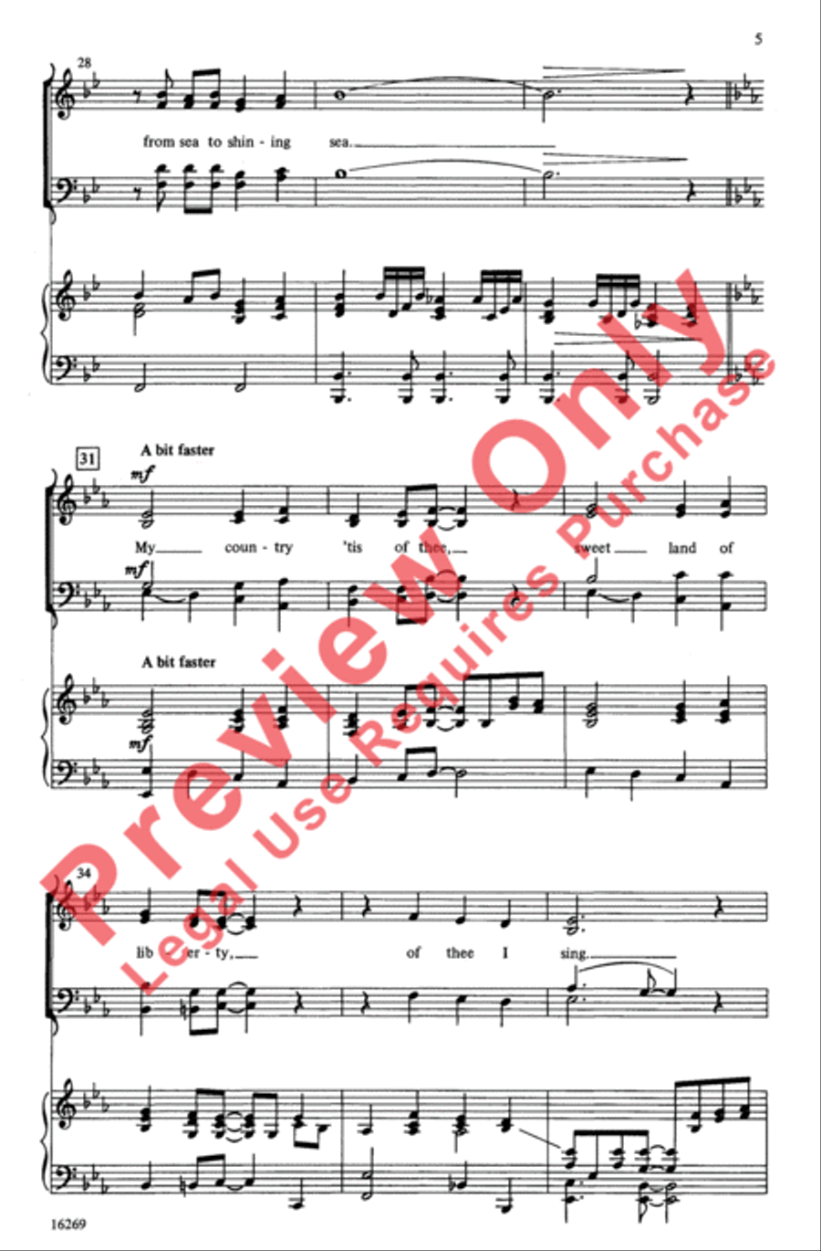 Of Thee I Sing, America! 4-Part scores gallery preview page 5