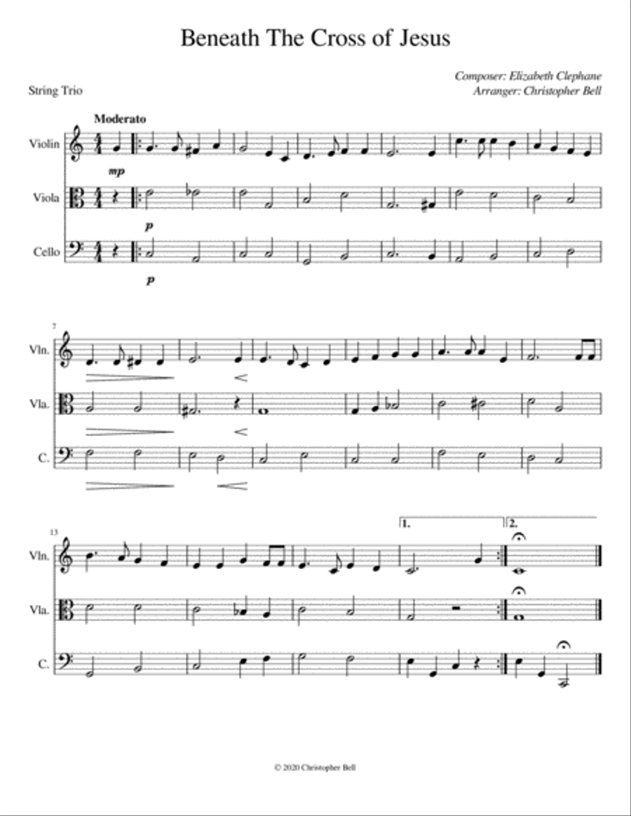 Beneath The Cross of Jesus - String Trio String Trio scores gallery preview page 1
