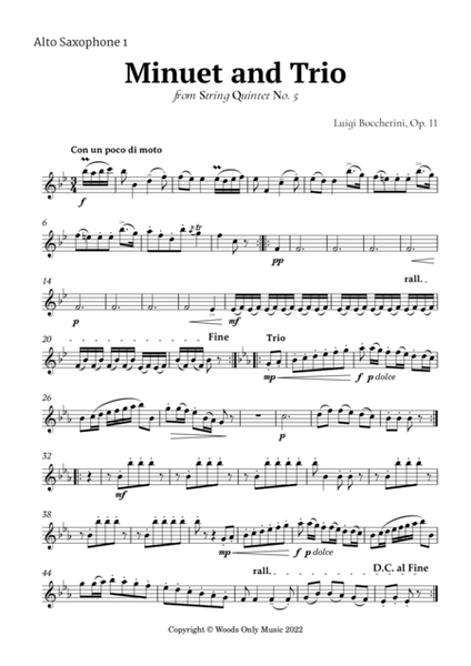 Minuet by Boccherini for Alto Sax Quartet image number null
