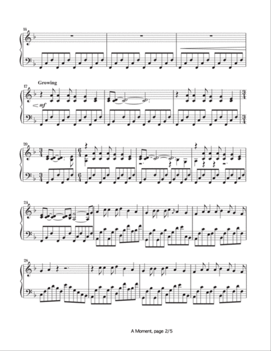 A Moment A Moment Piano Solo scores gallery preview page 3