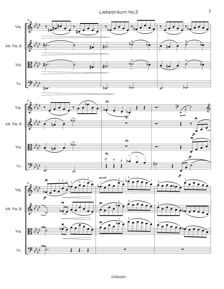 Liszt: Liebesträum No.3 - String Trio, or 2 Violins and Cello String Trio scores gallery preview page 4