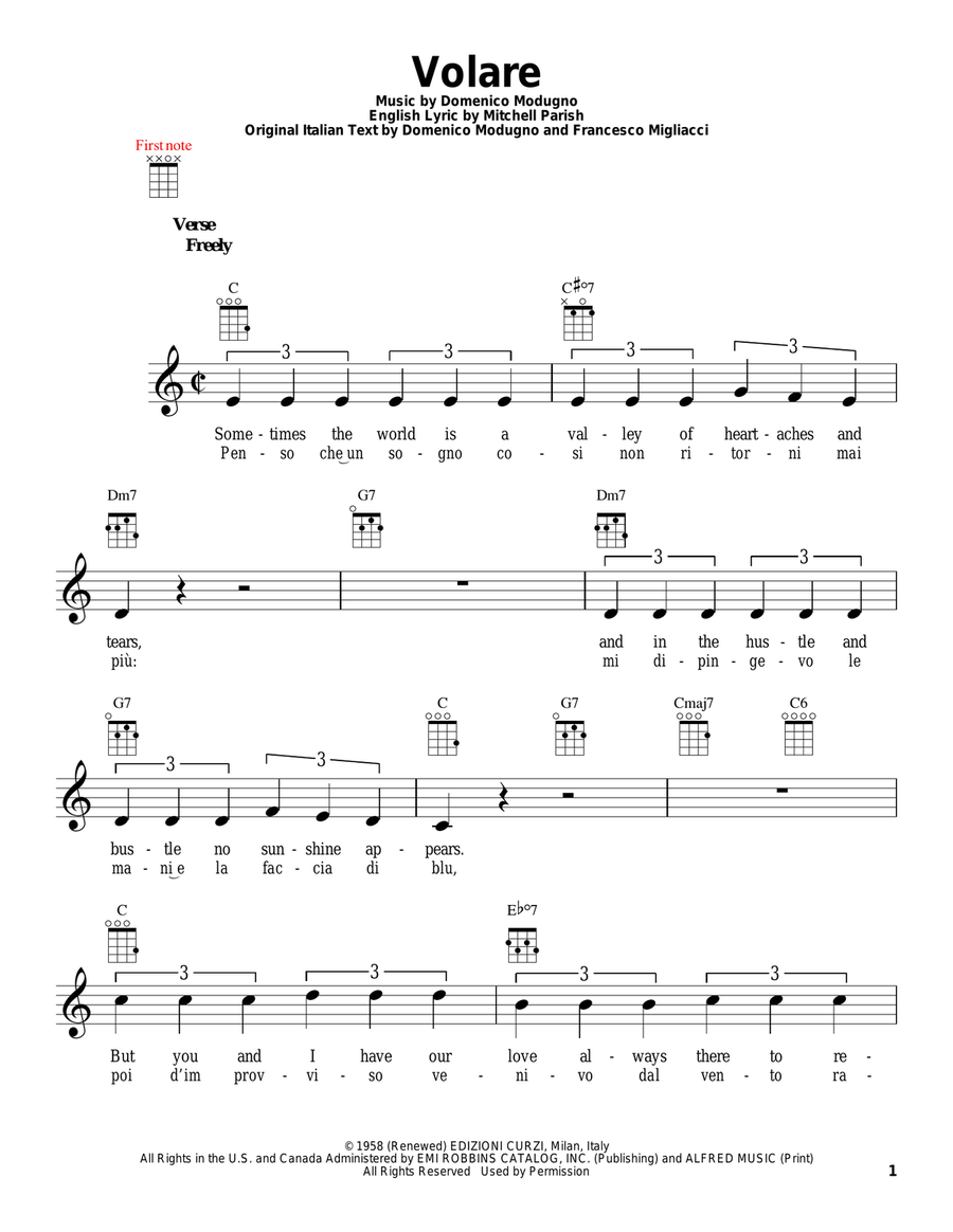 Volare Ukulele scores gallery preview page 1