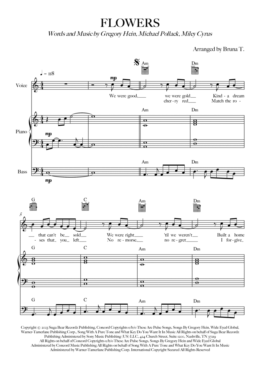 Flowers Bass Guitar scores gallery preview page 1