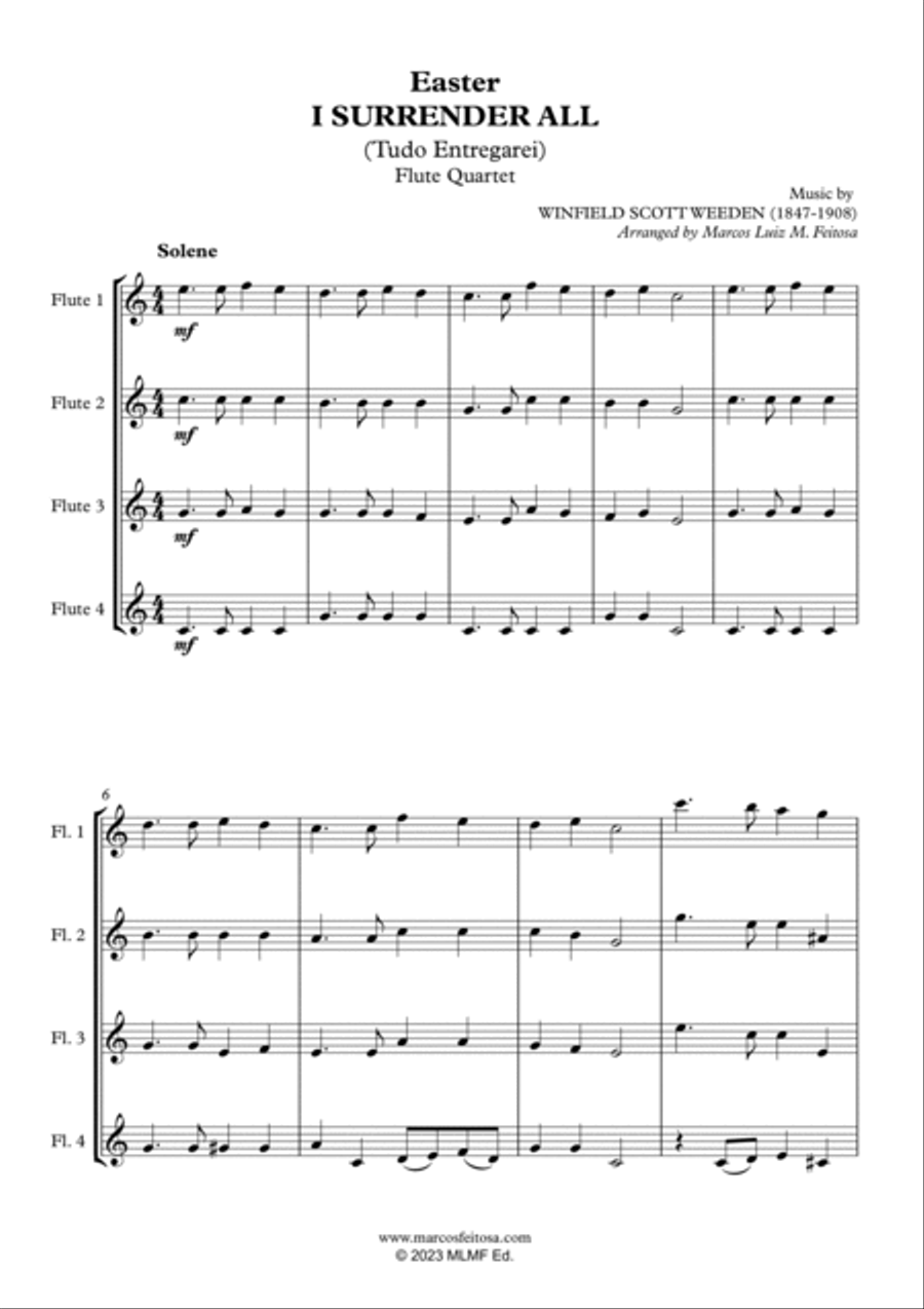 I Surrender All (Tudo Entregarei) - Flute Quartet Flute Quartet scores gallery preview page 3