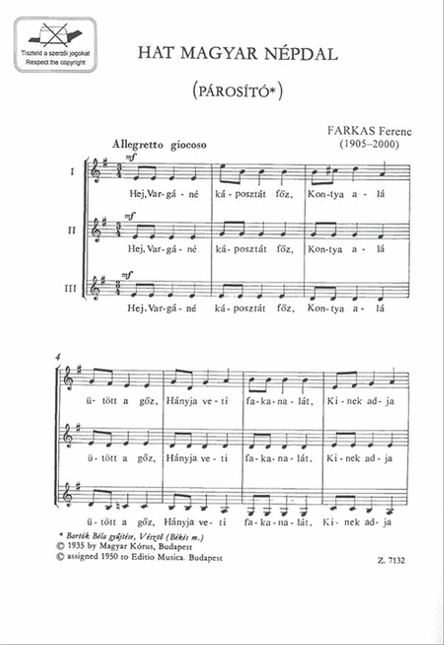 Hat magyar népdal Choir scores gallery preview page 2