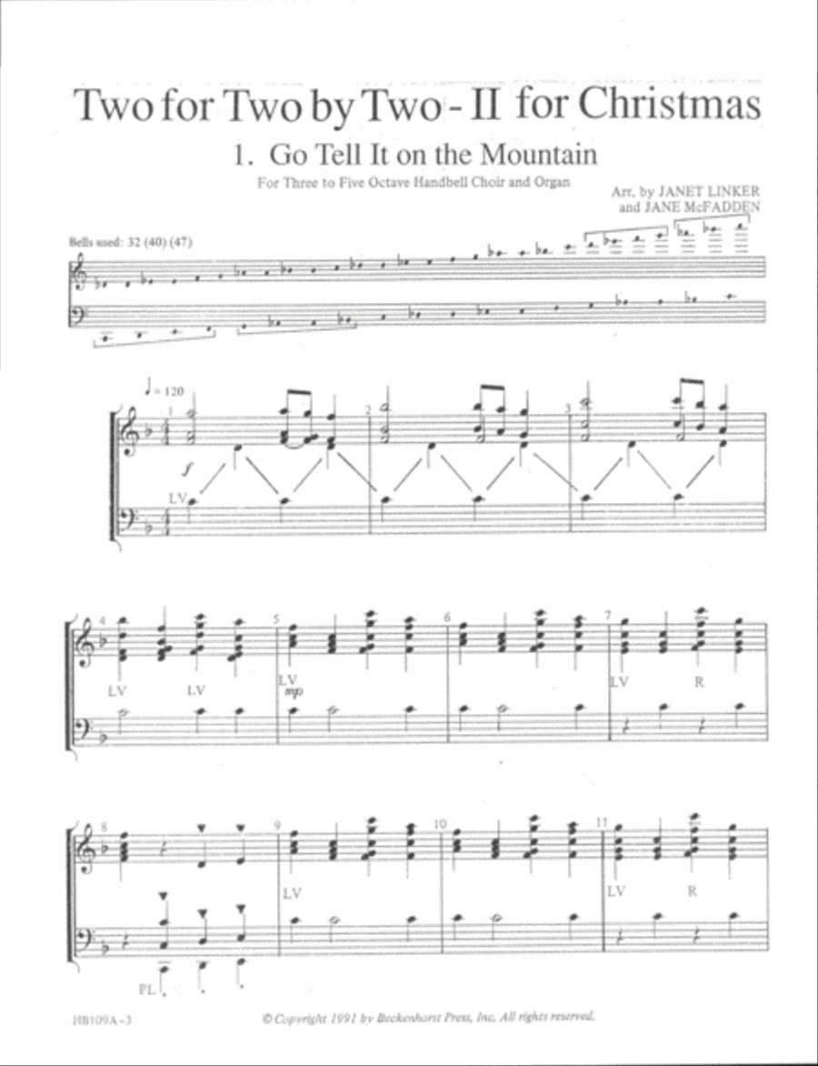 Two for Two by Two for Christmas II - handbell part 5-Octaves scores gallery preview page 2