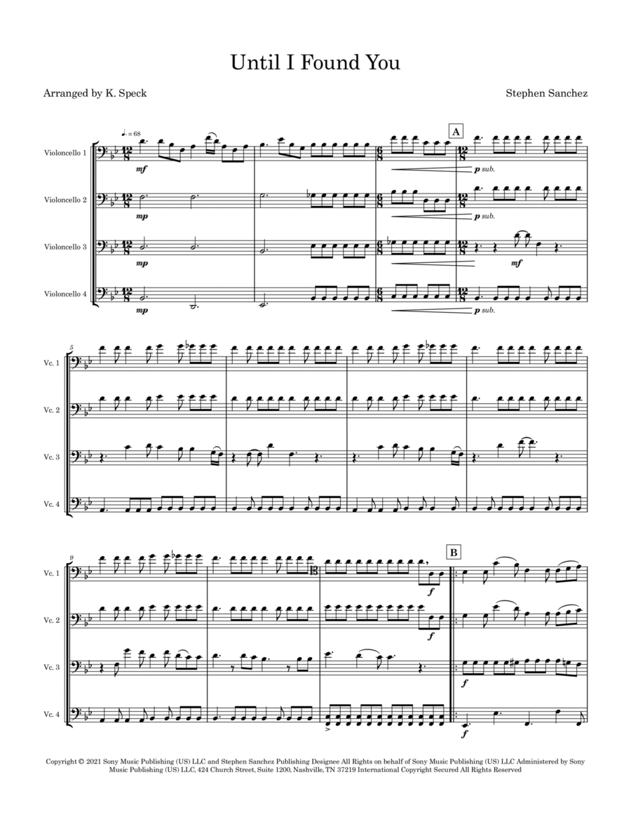Until I Found You Cello scores gallery preview page 1
