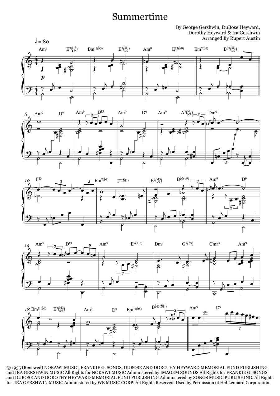 Summertime Piano Solo scores gallery preview page 2