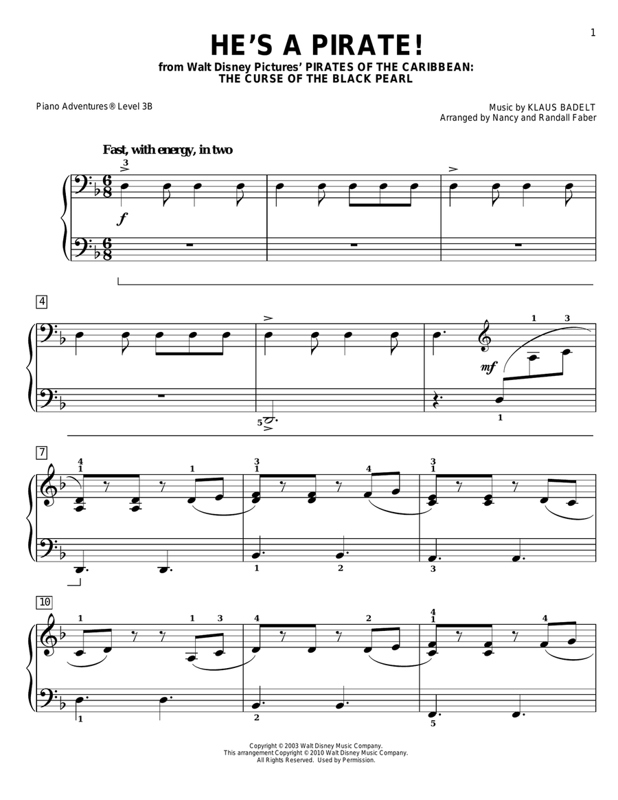 He's a Pirate Piano Method scores gallery preview page 1