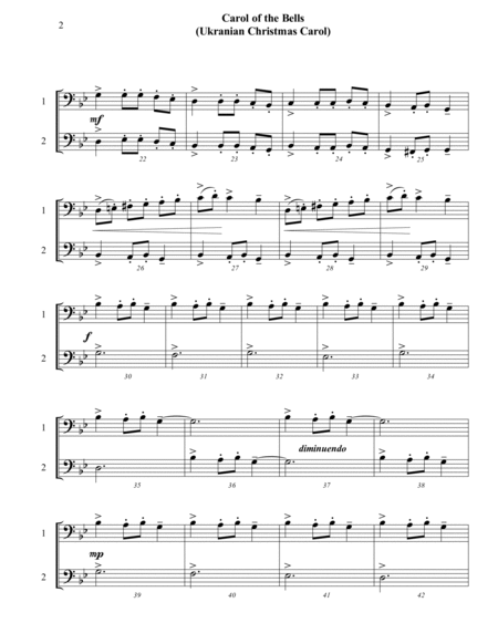 Carol of the Bells (Ukrainian Carol) - Bassoon Duet - Intermediate image number null