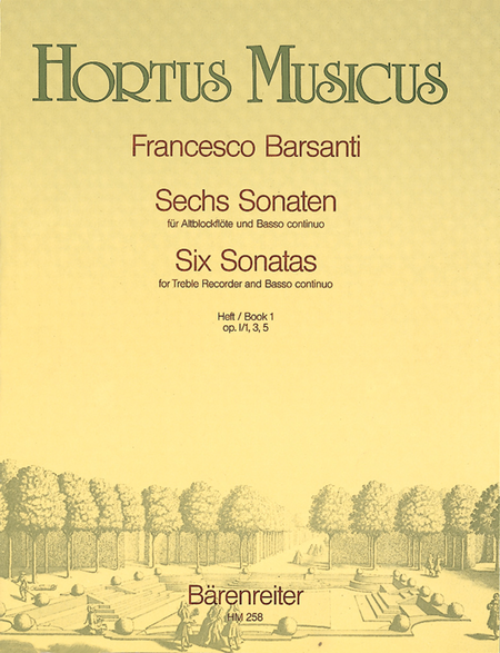 Six Sonatas for Treble Recorder and Basso continuo, Volume 1